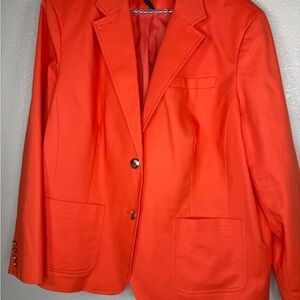 Lauren Ralph Lauren Bold Orange Blazer Gold Buttons Tailored Elegance